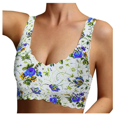 

Gyouwnll Bras For Women Plus-Size Floral Print Unblemished Bra With Ice Silk Floral Bra Underwear Nightgowns For Women Sleepwear For Womens Pajamas For Women