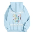 thumbnail image 5 of Womens Jesus Love You Print Hoodies 2026 Spring Lightweight Casual Tops Long Sleeve Crewneck Fall Y2K Sweatshirts, 5 of 6