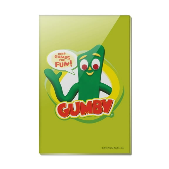 Gumby Logo Here Comes the Fun Rectangle Acrylic Fridge Refrigerator Magnet