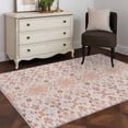 thumbnail image 3 of 4x6Ft Area Rugs Orange Boho Non-Skid Rubber Backing Large Rectangle Rugs - Living Room Bedroom Home Office, Vintage Southwestern Ethnic Mexican Floral Indoor Floor Mat Carpets Washable Rug, 3 of 9