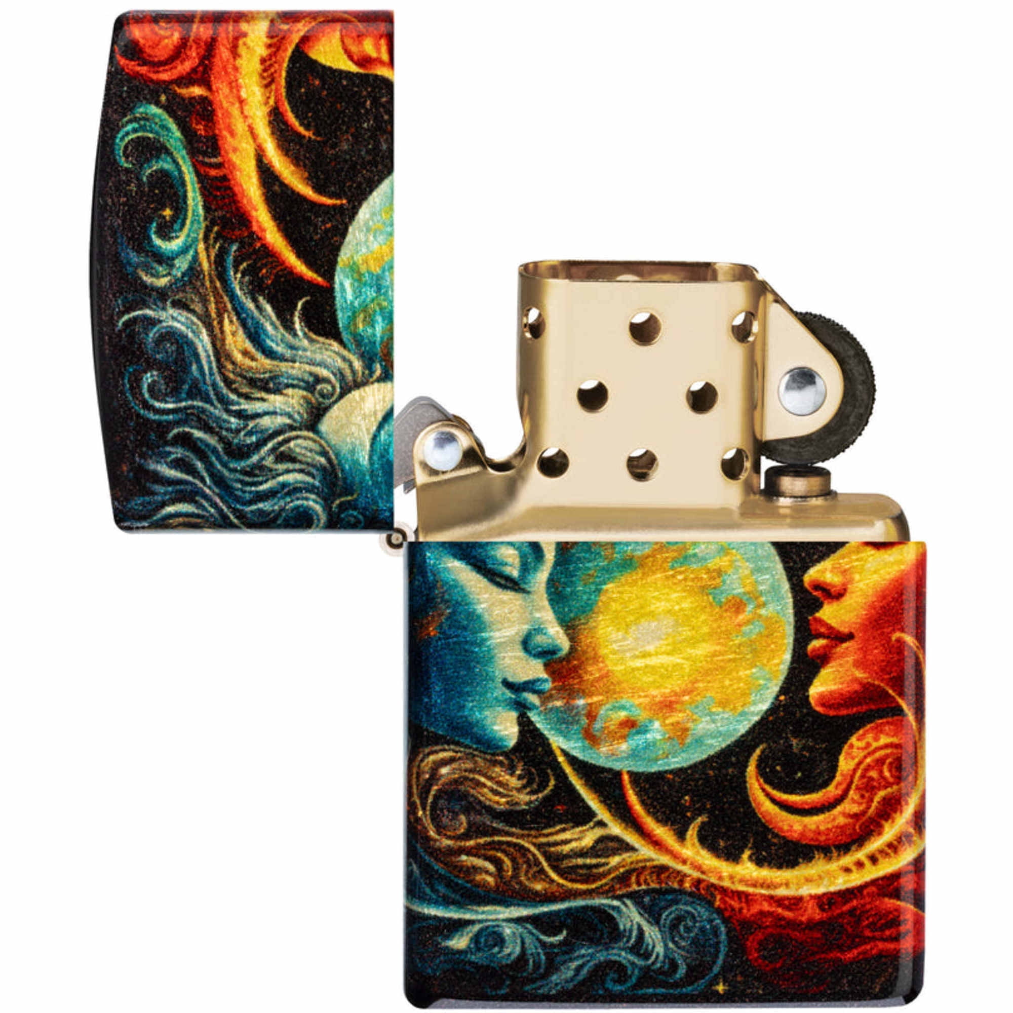 Zippo 46563 Sun and Moon Design Metal Windproof Pocket Lighter