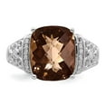 thumbnail image 4 of Sterling Silver Rhodium Diam. & Checker-Cut Smoky Quartz Ring QR3062SQ, 4 of 5
