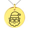 thumbnail image 1 of Rose Gold Stainless Steel Minimalist Jolly Santa Claus Engraved Small Medallion Circle Charm Pendant Necklace, 1 of 1