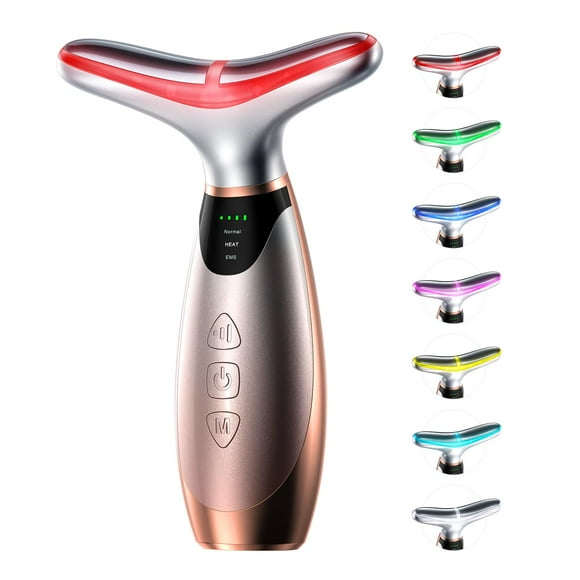 Masajeador facial Pedete, 7 colores, terapia de luz roja, 45 °C de calor