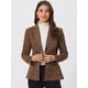 thumbnail image 2 of Blazer de gamuza sintética para mujer con cinturón de manga larga de un solo pecho Chaquetas de trabajo Outwear Coat Marrón Oscuro XS, 2 of 6