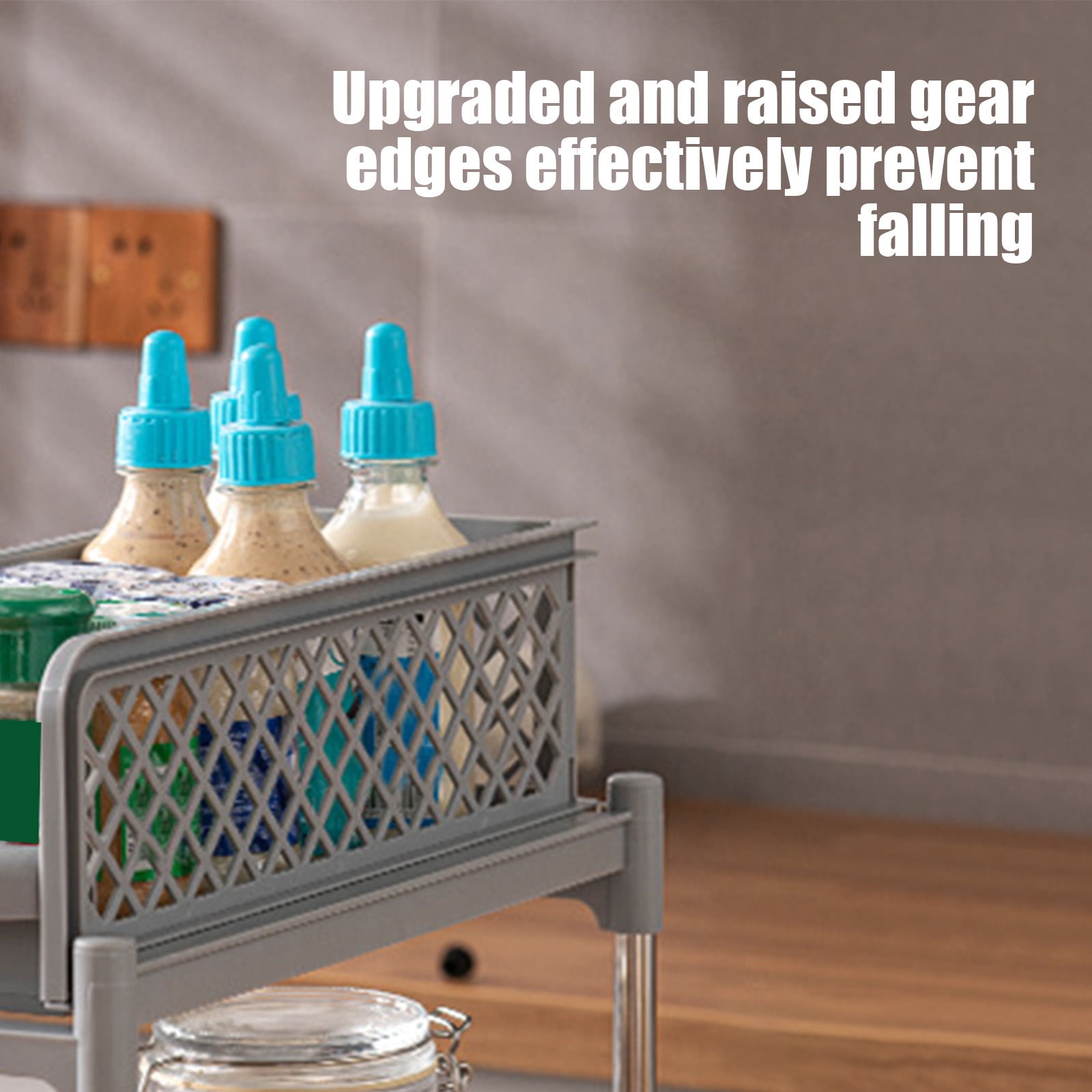 Yunuuuoa Under Sink Organizer Slide Out Storage Rack, Pull Out Cabinet Organizer Drawer for Kitchen Bathroom Laundry, Heavy Duty Plastic Under Counter Shelf Organizer with Steel Frame