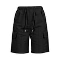 thumbnail image 7 of Oiangi Women's Cargo Shorts Elastic Waist Drawstring Hiking Shorts Straight Leg Basic Knee Shorts with Multi-Pocket Black S, 7 of 7