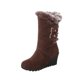 thumbnail image 2 of Zapatos de mujer Invierno Cálido Moda informal Color sólido Punta redonda Media pantorrilla Cinturón de felpa Hebilla Botas de tacón de cuña Wmkox8yii sa2964, 2 of 5