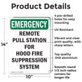 thumbnail image 2 of (2 Pack) Remote Pull Station For Hood Fire OSHA Emergency Sign 10 Inch X 14 Inch Indoor / Outdoor Rust-Free Aluminum Metal Signs for Workplace, Workshop, and Construction Site, Made in, 2 of 8