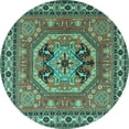 thumbnail image 1 of Ahgly Company Indoor Round Persian Turquoise Blue Traditional Area Rugs, 7' Round, 1 of 4