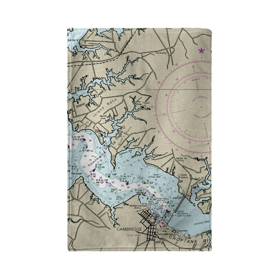 Betsy Drake BT12263CT Cambridge, MD Nautical Map Beach Towel - 30 x 50 in.