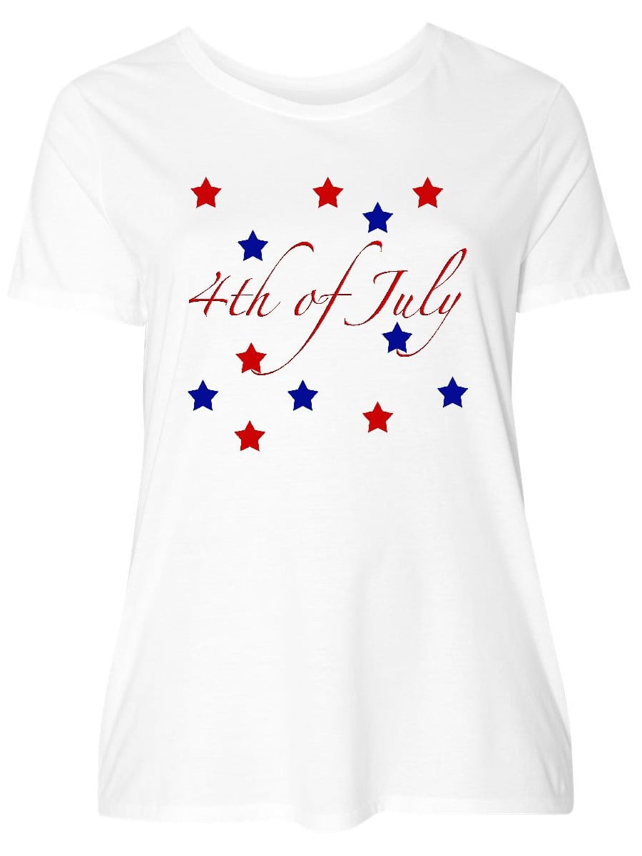 INKtastic - 4th Of July Stars Women's Plus Size T-Shirt - Walmart.com ...