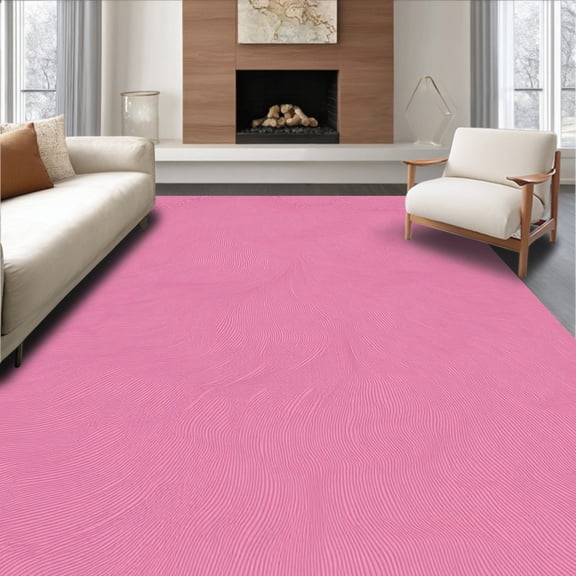 ODIKA 4'x6' Machine Washable Non-Slip Area Rug, Elegant Fur Pathway Accent Placemat Centerpiece Holiday High Traffic Rug, Pink, 601711