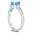 thumbnail image 2 of SZUL Women's 7X5MM Blue Topaz and Diamond Pear Shaped Open Three Stone Ring in 10K White Gold, 2 of 4