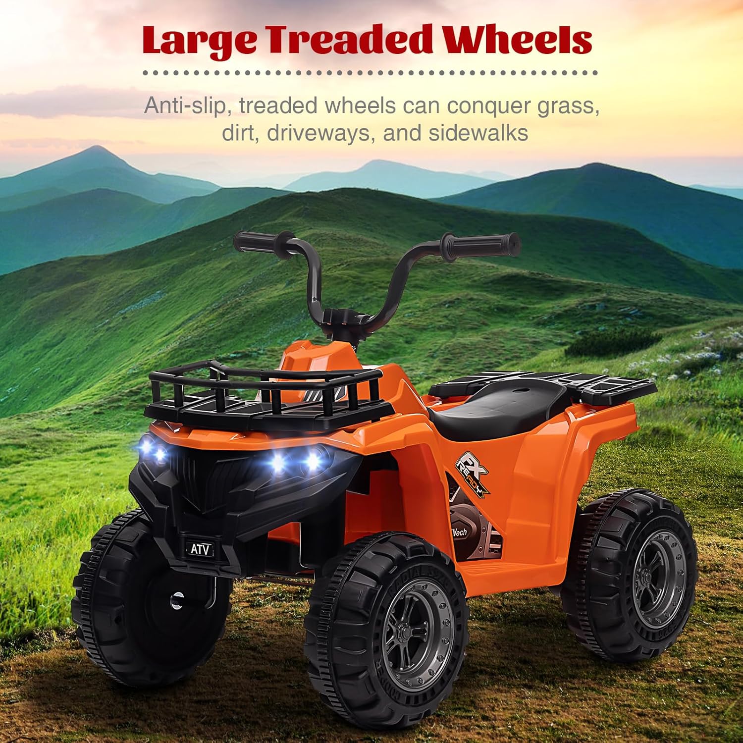 Trilenars 12V ATV Electric 4 Wheeler in Orange with Max 1.8MPH,Orange
