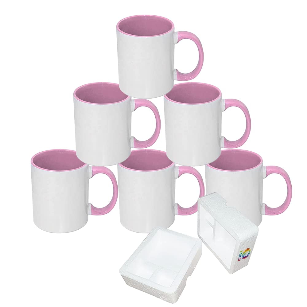 Sumex 11oz Sublimation Blanks Mugs,Set of 12 Ceramic Coffee Mugs for Pink