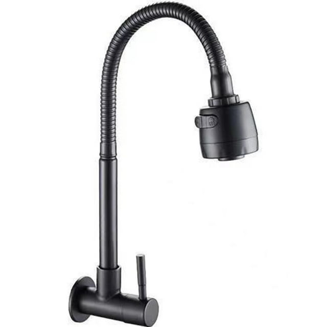 Baokemo Kitchen Faucet 304 Stainless Steel Sink Flexible Hose Cold Water Two Modes Tap Sink Wall Mounted Faucet G1/2Inch Thread