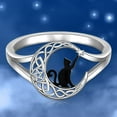thumbnail image 5 of Sterling Silver Black Cat Ring Celtic Knot Crescent Moon Cat Matching Thumb Rings for Women Cute Kitty Animal Pentagram Pentacle Halloween Cats Lover Gifts Size, 5 of 5