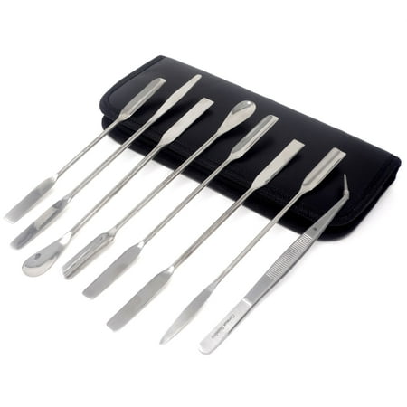 

8 Pcs Double Ended Spoon Laboratory Spatula Mixing Sampling Scoop in a Case