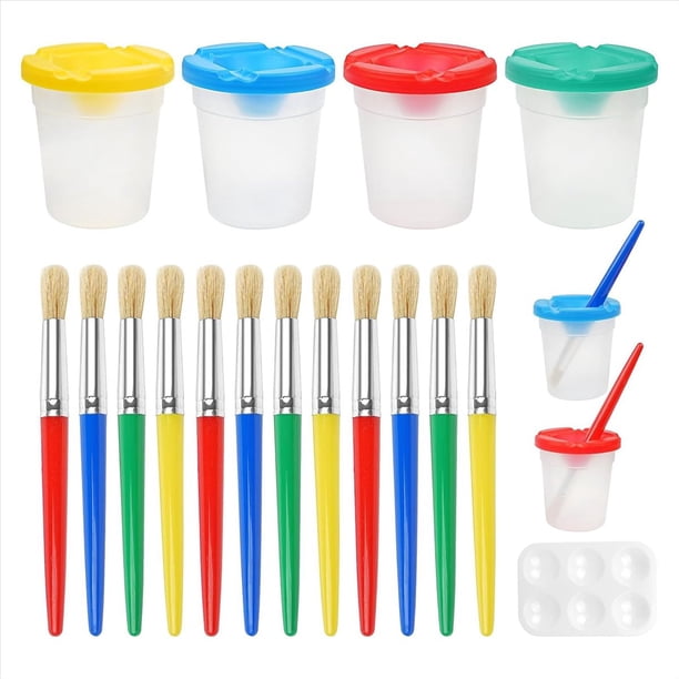 Pinceles para Niños, Juego de Pinceles para Niños de 17 Piezas, Pinceles Coloridos para Niños Pequeños Principiantes, Cara