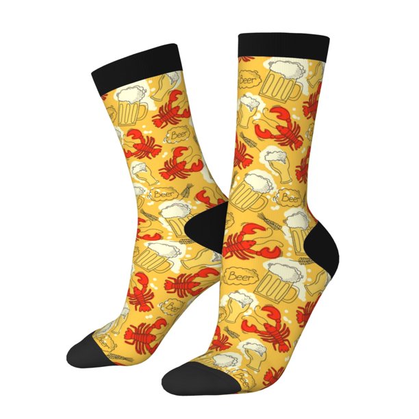 Balery Beer And Crawfish Calcetas Largas con Estampado para Hombre y Mujer – Suaves y Transpirables, Talla Única (US 5-11)