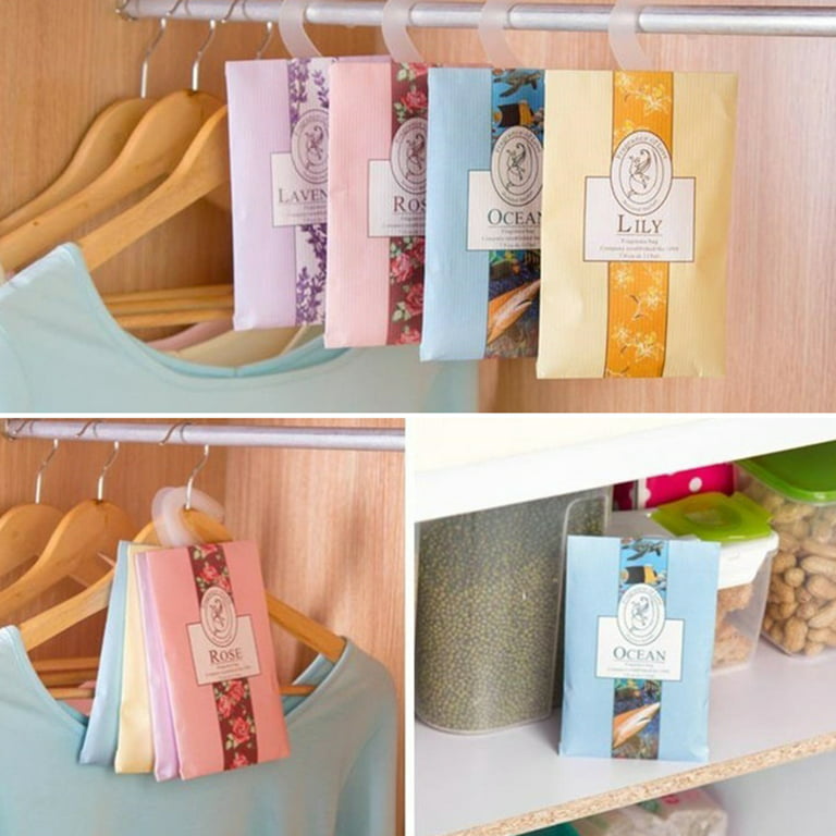2 Pack Large Hanging Closet Sachet 9 x 6.75 with Metal Hanger and Bow  Fresh Linen Scent 