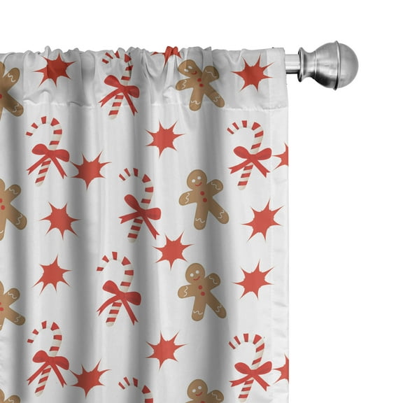 Ambesonne Gingerbread Man Curtains, Candy Red Star, Pair of 28"x63", Sand Brown Orange