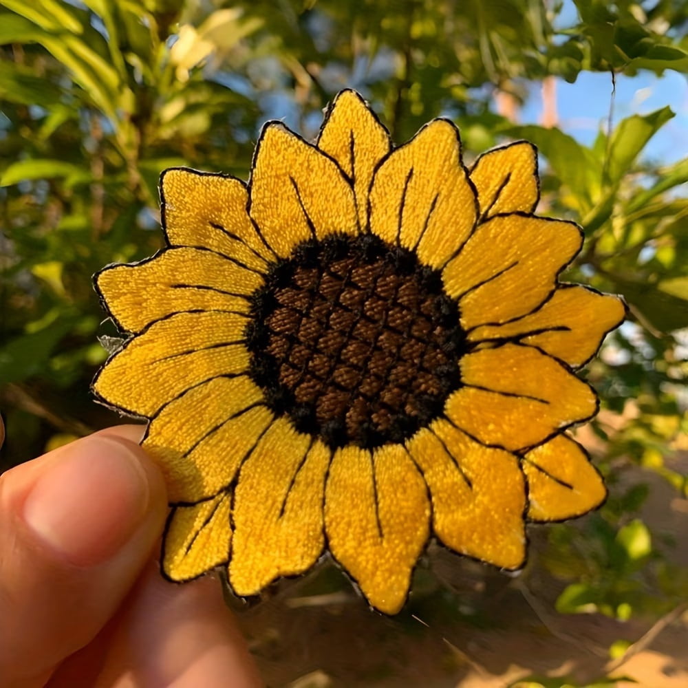 2pcs Sunflower Iron On Patches - High Quality Embroidery Badges for Denim and Backpack Decoration