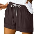 thumbnail image 2 of Women's Shorts Women'S Summer Large Size Solid Color Casual Shorts With Elastic Band Pockets,Brown Women's Shorts L, 2 of 5