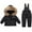 Black#kids two piece snow suit, variant on Toddler Kids Winter Snowsuit Fleece Thickened Thermal Jumpsuits Set Winter Hooded Puffer Jacket and Bib Pants Boy Girls Ski Suits 2025 Black,1-2Years