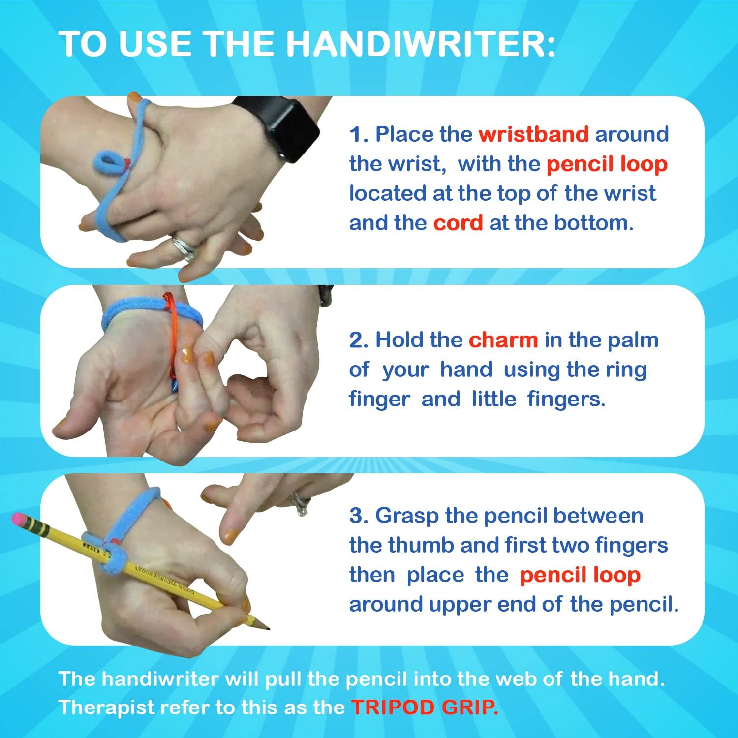 The Original OT Invented & Patented SportWriter, Hand Made in The USA, Handwriting Aid for a Proper Tripod Grip, Finger Position & Better Penmanship. Great for Kindergarten Age & Up (2 Pack)