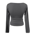 thumbnail image 4 of Women's Boat Neck Long Sleeve Casual Fitted Tee Shirts, 4 of 4