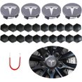 thumbnail image 1 of GHSDFBB Kit de Capuchons de Moyeu Central de Roue de Voiture Gris Foncé & Argent Compatible pour Tesla Model 3 Model S Modelxu2013 4 Capuchons de Moyeu Central + 20 Couvercles d'Écrou de Crantage, 1 of 7
