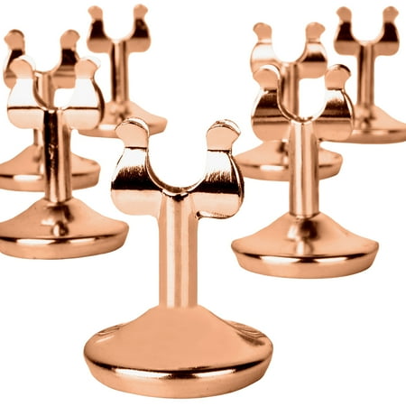 Table Card Holders - Koyal Wholesale Classic Rose Gold Metal Harp Wedding Place Card Holder Clips, Set of 12 Harp Clip Menu Holders, Table