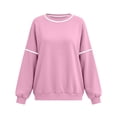 thumbnail image 5 of LUVDA Crewneck Sweatshirts for Women Contrast Trim Oversized Pullover Long Sleeve Loose Fit Casual Fall Tops, 5 of 9