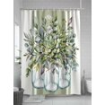 thumbnail image 5 of Shower Curtain Sage Green Eucalyptus Leaves Bathroom Curtains with Hooks, Waterproof Fabric Floral Bottle Stripes Bath Shower Curtains Set for Bathroom Bathtubs Decor 72x72 Inch, 5 of 8
