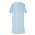 thumbnail image 5 of QUYUON Casual Summer Linen Dresses for Women V-Neck Short Sleeve Midi Dress Solid Color Loose Flowy A-Line Tunic Dress Mid-Length Dress Wedding Guest Evening Party Dress Style D-7117 Light Blue M, 5 of 6