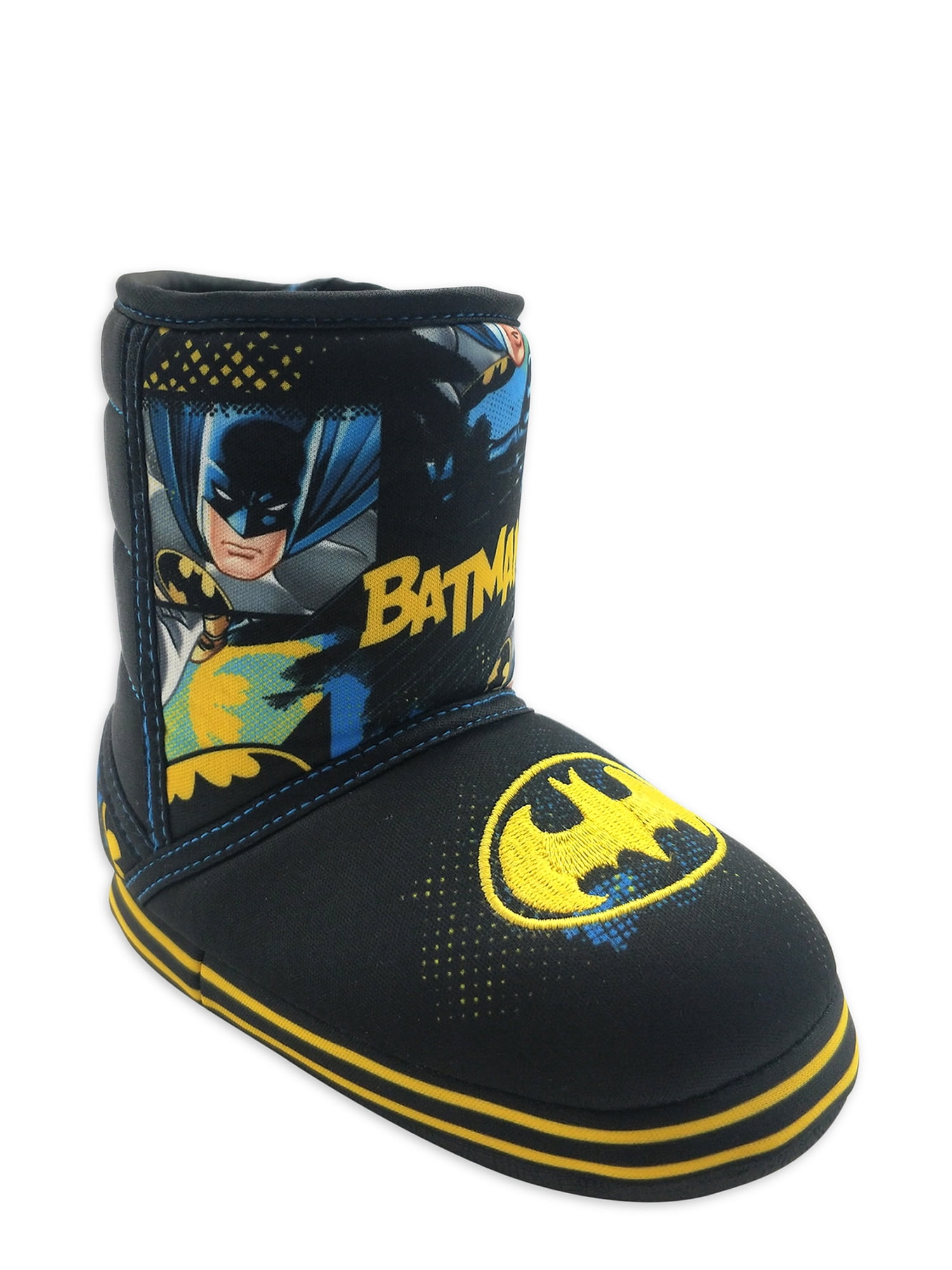 Boys Batman Slipper Kids Novelty Boots Fleece Slip On DC Comics Winter Warm Shoe 