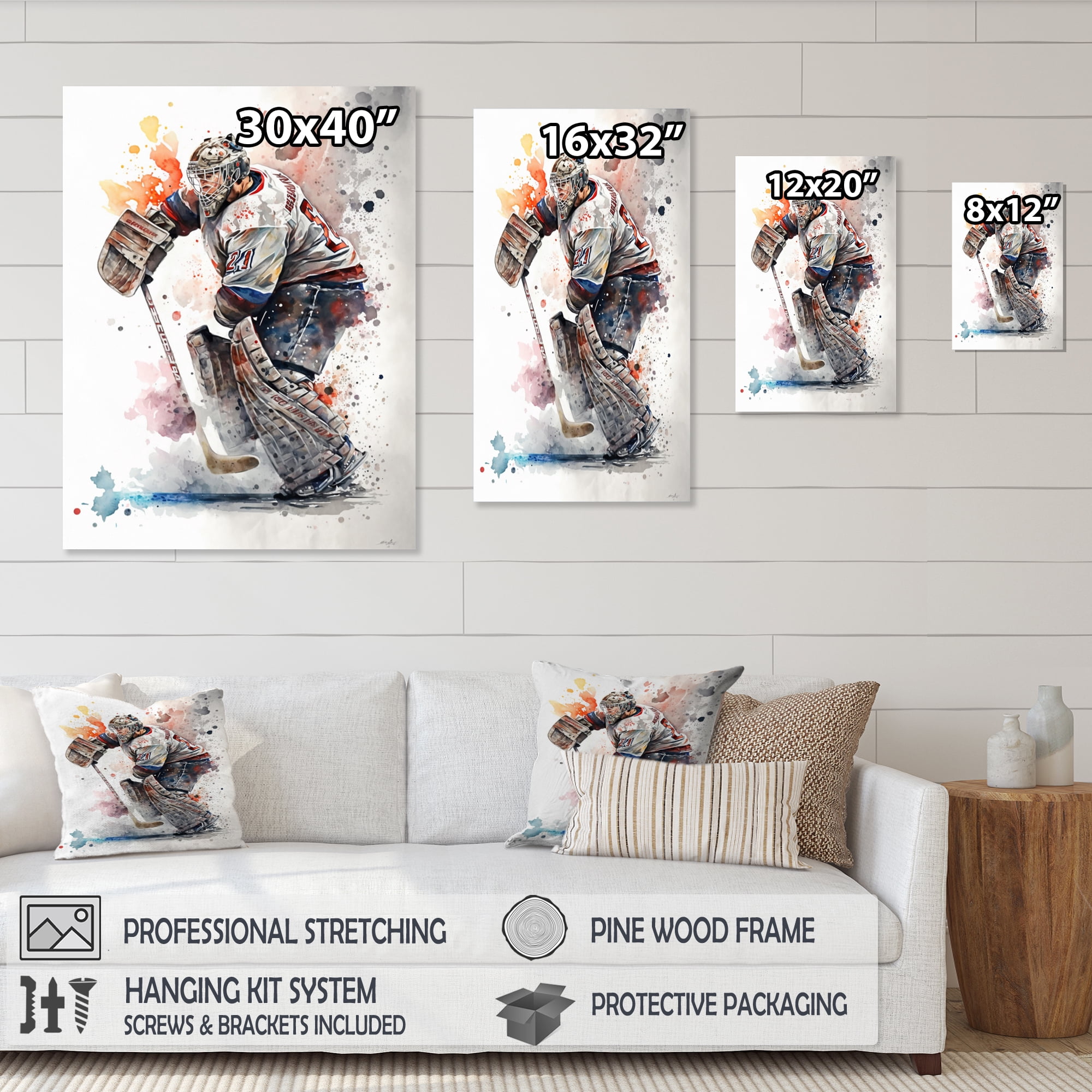 Designart Hockey Goalie On Ice During Game II Canvas Wall Art