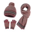 thumbnail image 3 of Snowflake Print Beanie Hat Scarf Touch Screen Gloves Set With Pom For Women, 3 of 5