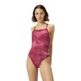 thumbnail image 1 of Speedo Maillot de Bain une Pièce Croisé Imprimé Endurance Plus pour Femmes - Bordeaux, Taille : 28, 1 of 4