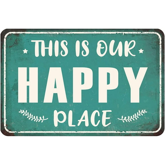 Porch Sign Farmhouse Porch Decorations Welcome Metal Signs Outdoor Wall Decor For Patio Camper Hot Tub 8x12 Inches - This is Our Happy Place