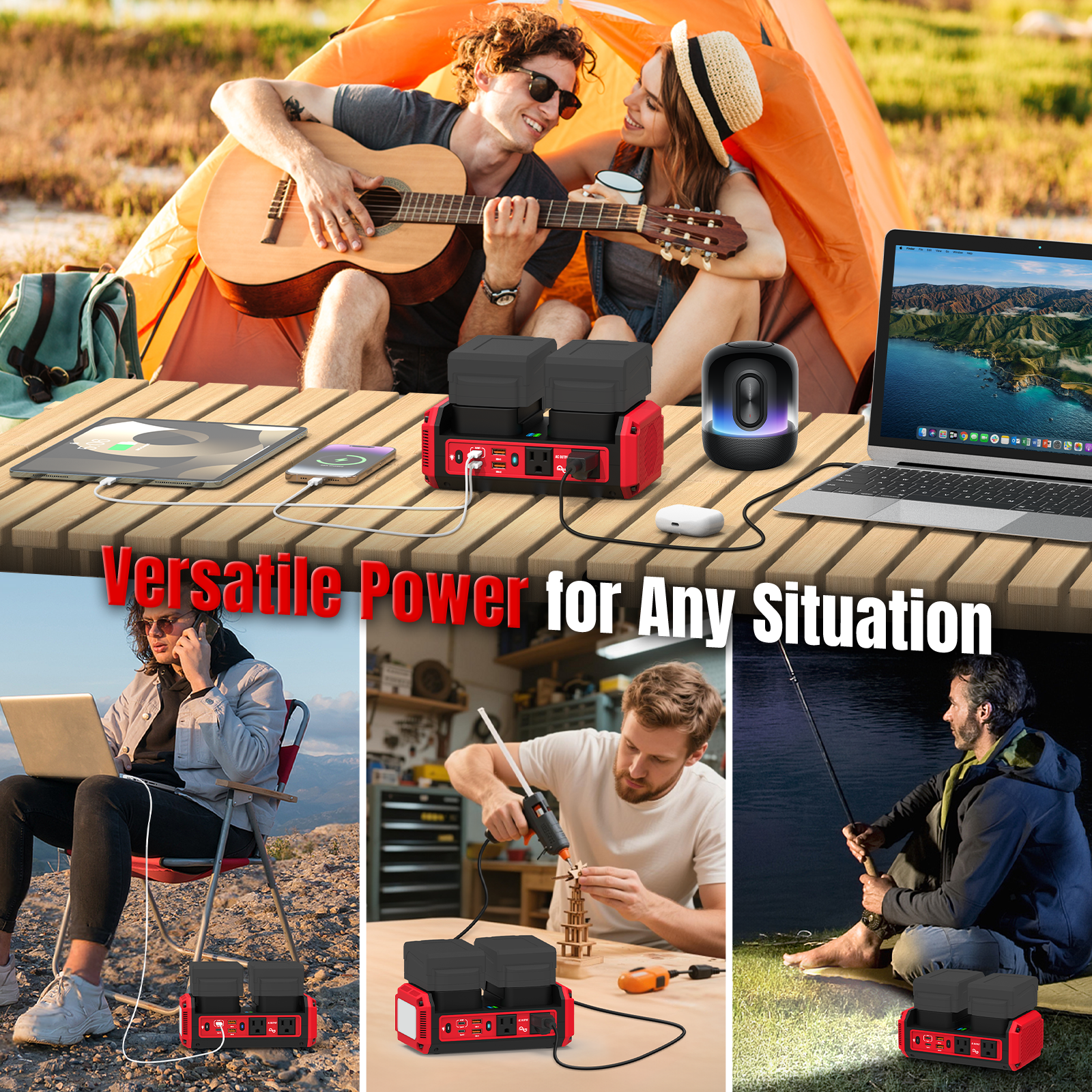 Kzreect 350W Pure Sine Wave Power Inverter, Compatible with Mil-wau-kee 18V Batteries, 18V to AC 120V, 140W Type-C 18W USB-A Fast Charging