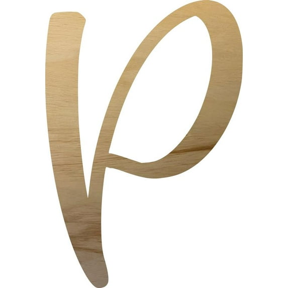 Small Unfinished Wood Letter P, Paintable 8'' Tall Craft Script Letter, DIY