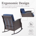 thumbnail image 4 of PPorfamilia 3PCS Outdoor Rocking Chairs Table Set, Patio Bistro Furniture Set with Navy Cushions, 4 of 8