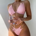 thumbnail image 2 of B91xZ Triangle Bikini Femmes Mode String Bas Deux Pièces Bikini Bretelles Doubles Mignon Maillot de Bain Triangle Bain, Rose XL, 2 of 5