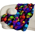 thumbnail image 5 of Skull Blanket Soft Warm Cozy Colorful Skeleton Blanket Fuzzy Plush Horror Throw Blanket Fleece Flannel Blanket Gift for Girls Boys Adults Couch Sofa 60"X50", 5 of 6