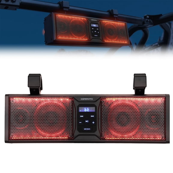 KEMIMOTO UTV Sound Bar 16 inch ATV SoundBar Sound System SxS Speakers LED Light for Polaris Can-Am