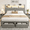 Light Gray, variant on Queen Bed Frame with Storage Headboard, Built-in Charging Station & 2 Storage Drawers, Black Fabric Platform Bed