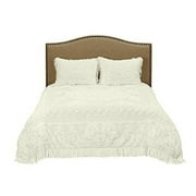 Collections Etc Luxurious Medallion Chenille Fringe Border Bedspread Ivory - Queen